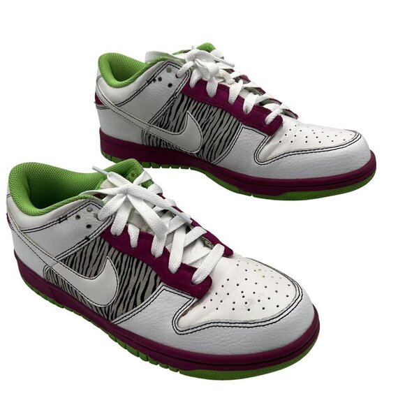 Nike Dunk Low Pro SB Womens 9 RARE Zebra White Burgundy Green Sneakers Skater - Picture 2 of 10